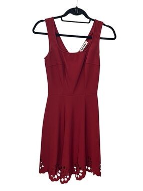 Mystic Rust Laser Cut Floral sleeveless dress S scalloped hem A-line